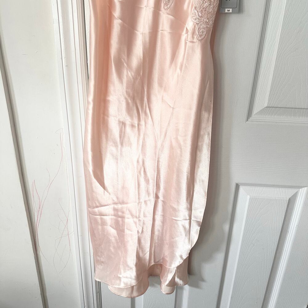 Etienne Peach Satin Vintage Long Robe Beaded Lace Slip Night Gown NWT Medium - Picture 10 of 16